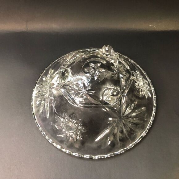Anchor Hocking pressed glass clear trifooted candy bowl dish Star of David 6.75" - Picture 3 of 6